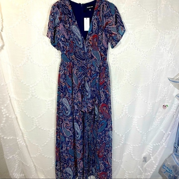 Sugarlips Pants - NWT Sugar + lips paisley blue romper dress size XS